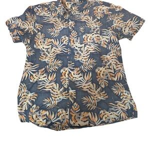 Marine Layer Men's Blue Tropical Print‎ Shirt large